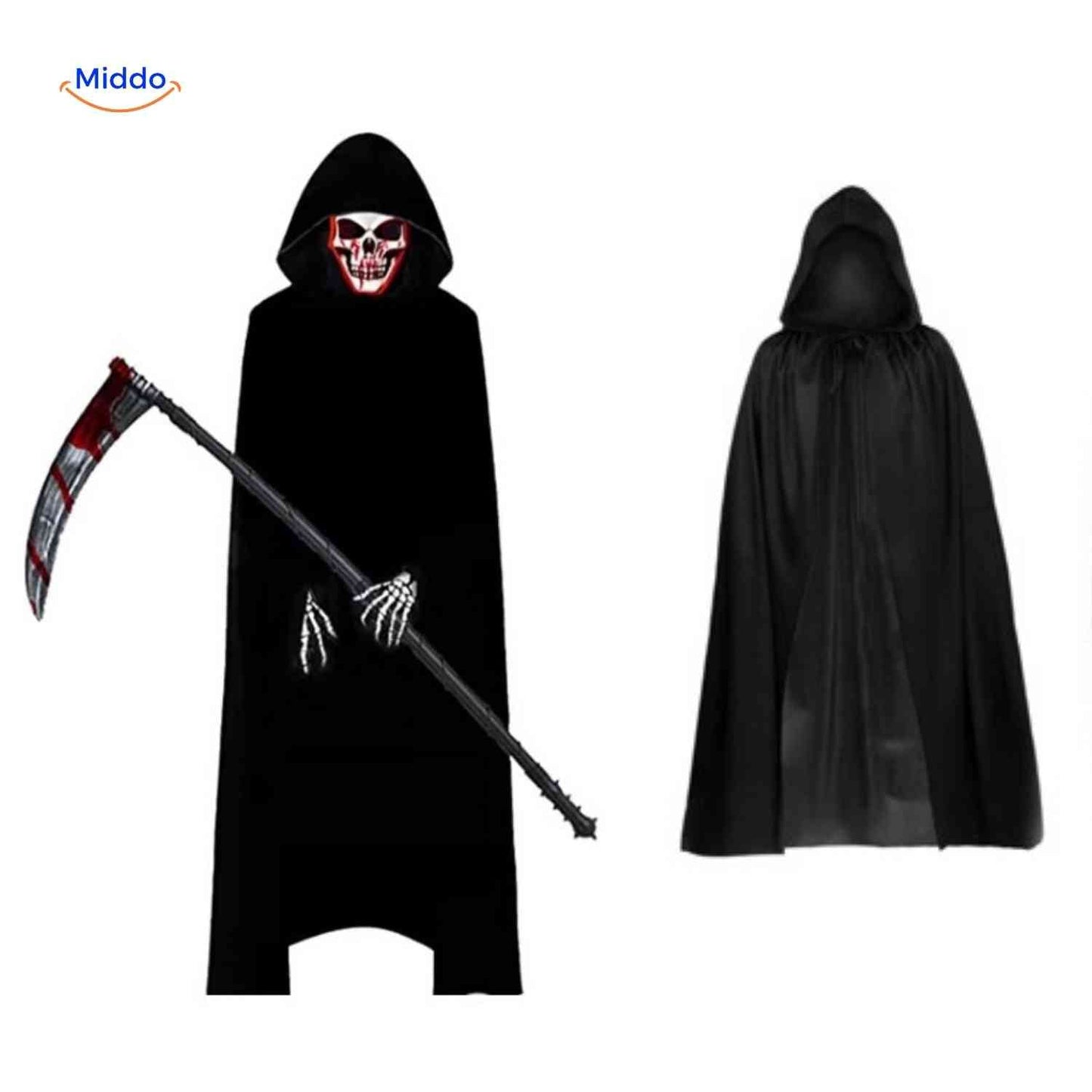Grimora-készlet | kiegészítők Halloween-köpenyhez, csontvázmaszkokhoz és pecséthez
