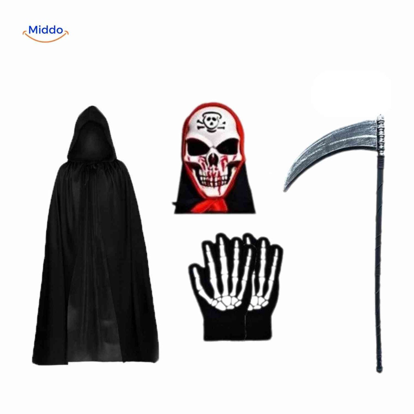 Grimora-készlet | kiegészítők Halloween-köpenyhez, csontvázmaszkokhoz és pecséthez