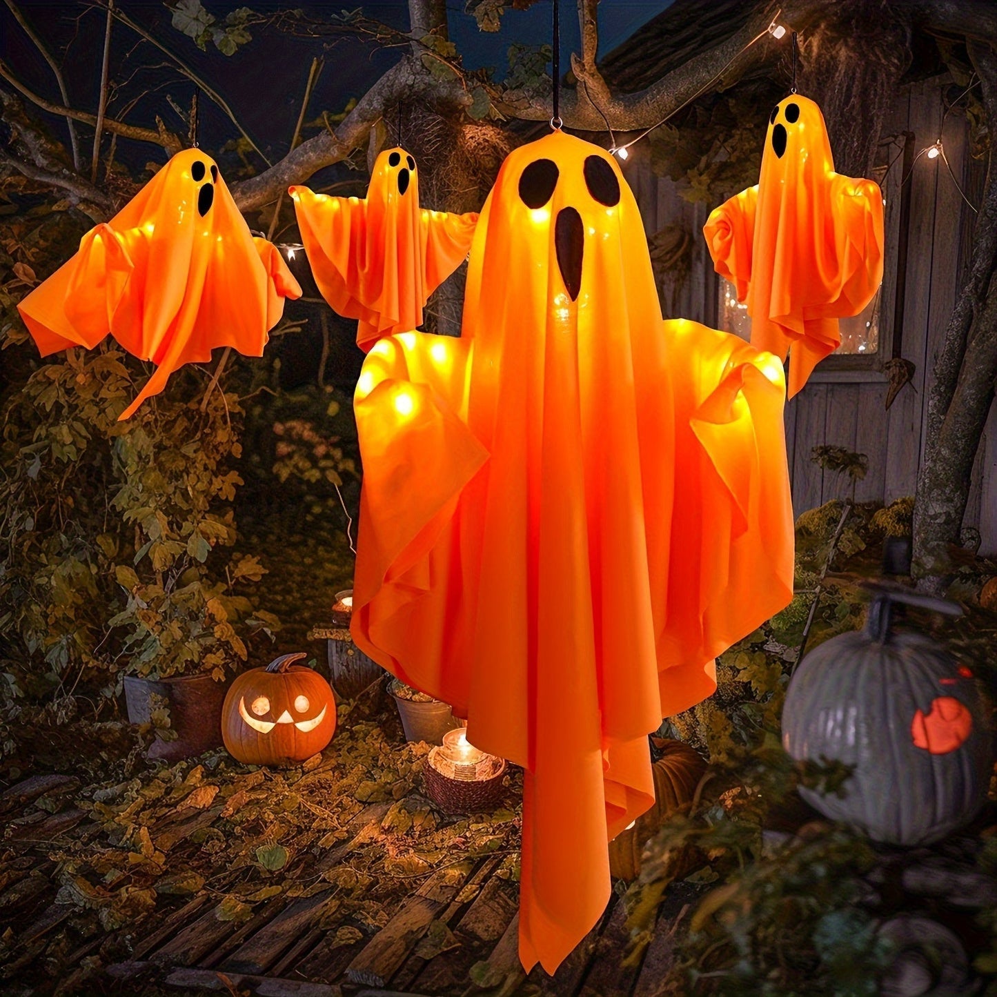 Halloween dekorace na duchy s osvětlením | Svítící látkový design