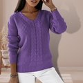 Women's cable knit V-neck sweater