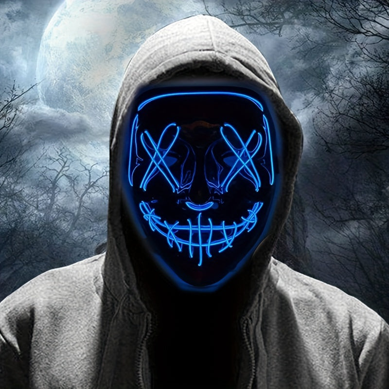 LED-halloweenská maska - anonymní design s červeným zářením
