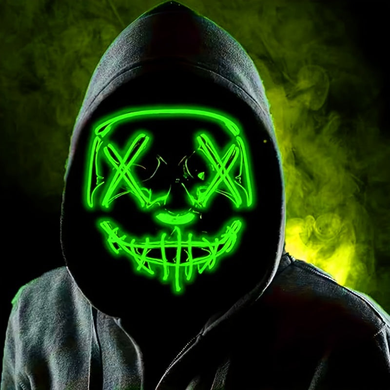 LED-halloweenská maska - anonymní design s červeným zářením