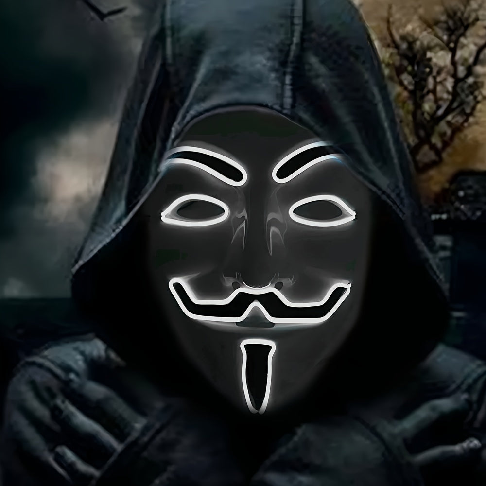 LED-halloweenská maska - anonymní design s červeným zářením