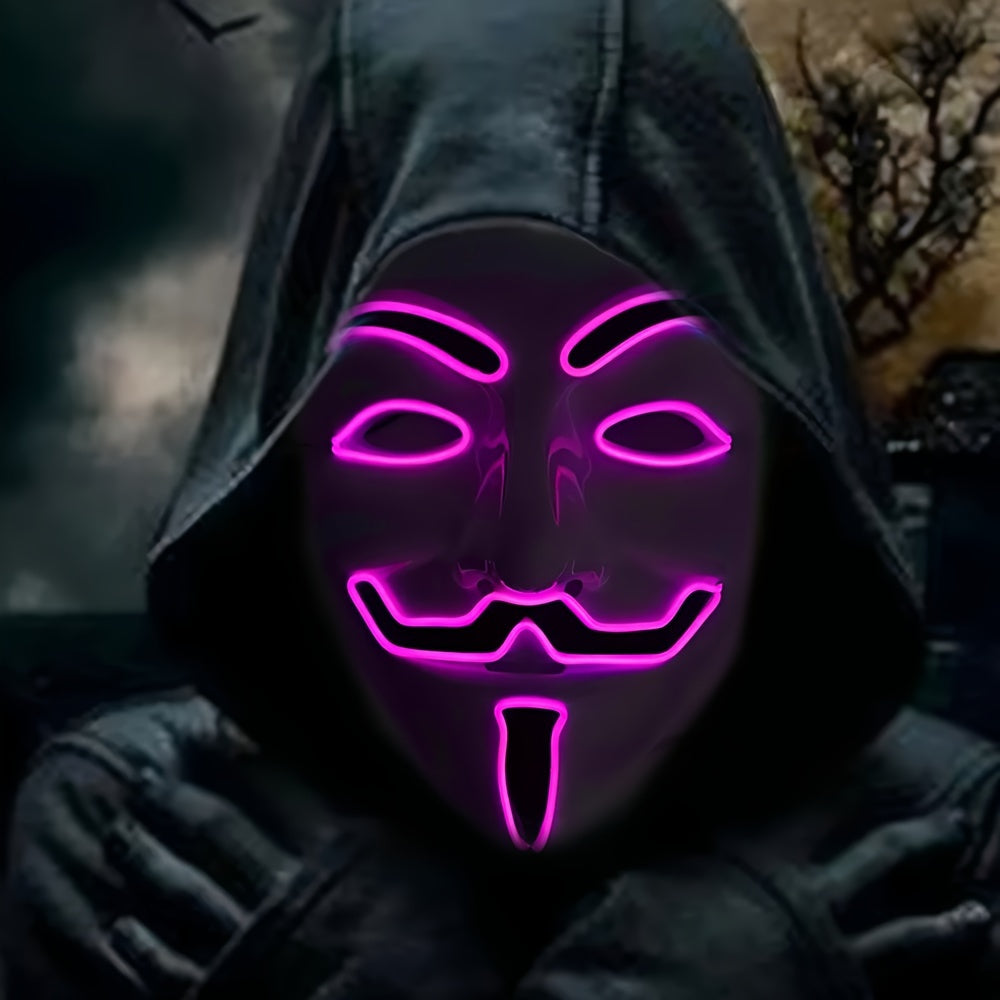LED-halloweenská maska - anonymní design s červeným zářením