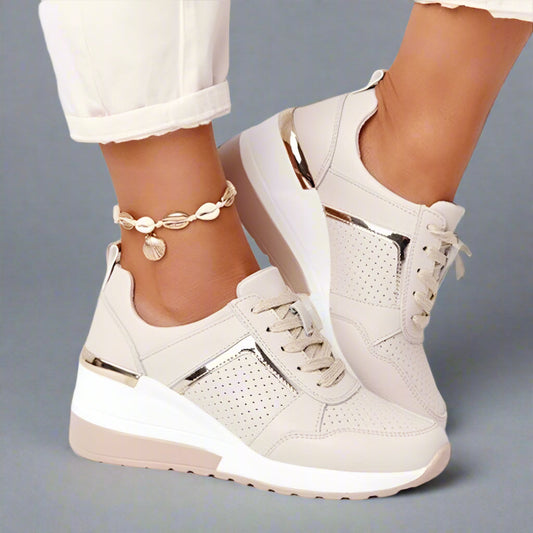 Dámské sneakersy na klínovém podpatku | Platformové pohodlné turistické boty