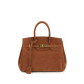 Kelly | Suede shoulder bag with gold hardware