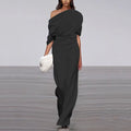 Elegant spring jumpsuit with simple neckline