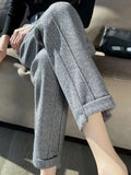 Tweed high waisted wool pencil trousers