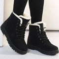 Botas de invierno con forro polar para mujer - Botines cálidos con cierre de cordones