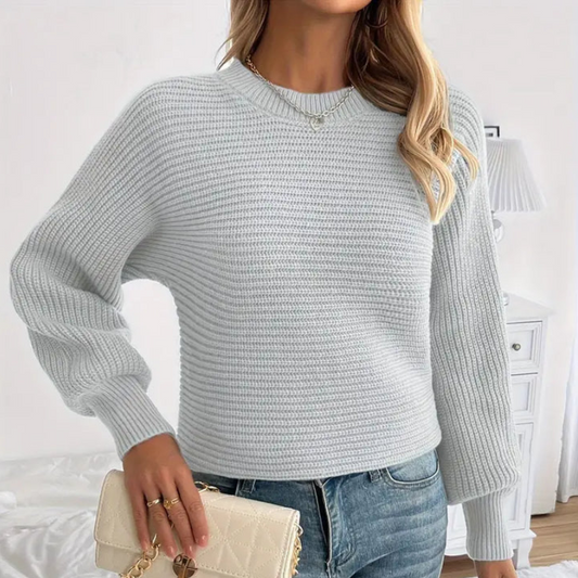 Pull tricoté à col ras du cou pour femmes, avec bouton dans le dos