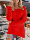 Women's long-sleeved shirt with a soft surface and a relaxed fit