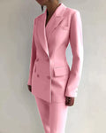 Two-piece set for women with blazer and slim fit trousers