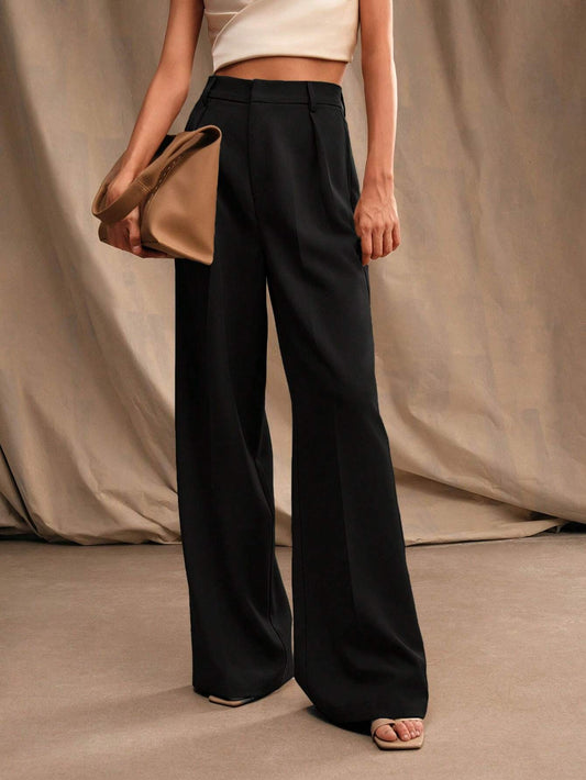 Pantalon large pour femme avec plis à la taille pour un look professionnel