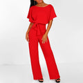 Wide-cut jumpsuit for women | short-sleeved, elegant