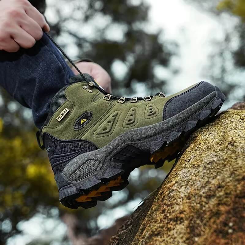 Botas de couro para atividades ao ar livre Botas de caminhada à prova d'água Verde