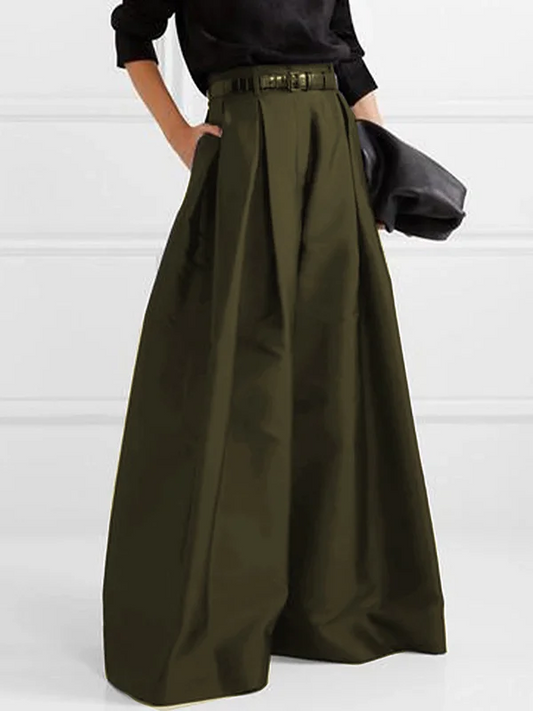 Eva - Élégant pantalon à plis, taille haute et jambes larges