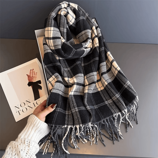 WarmElegance - Cachecol outono/inverno de grife em cashmere macio com aparência de pashmina