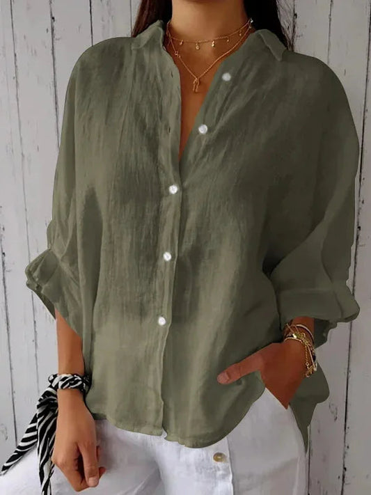 Chemise pour femme - Tissu léger - Coupe décontractée - Fermeture par boutons et col classique - Parfait pour l'automne