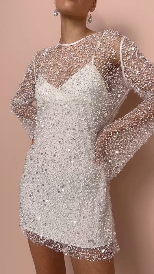Clémence | Robe en maille perlée avec bretelles