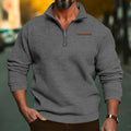 Men's sweater with stand-up collar and short front zipper