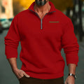 Men's sweater with stand-up collar and short front zipper