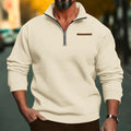 Men's sweater with stand-up collar and short front zipper