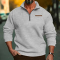 Men's sweater with stand-up collar and short front zipper