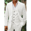 Linen suit for men: blazer, vest and trousers