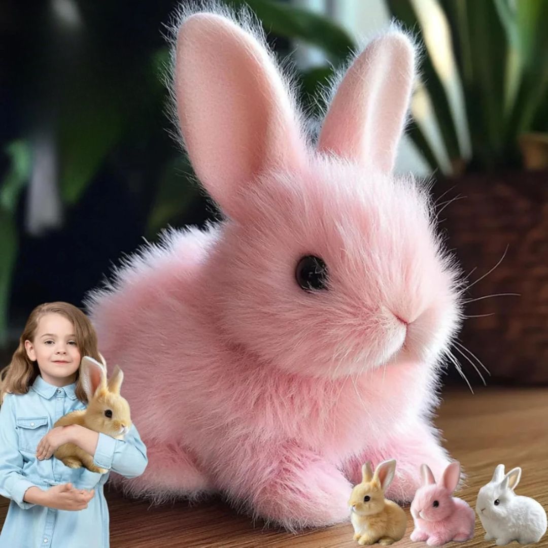 Plüss nyúl játék puha szőrmével és részletekkel
