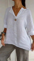 Anamae shirt with V-neck and mid-length sleeves for autumn