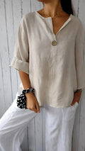 Anamae shirt with V-neck and mid-length sleeves for autumn