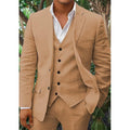 Linen suit for men: blazer, vest and trousers
