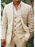 Linen suit for men: blazer, vest and trousers