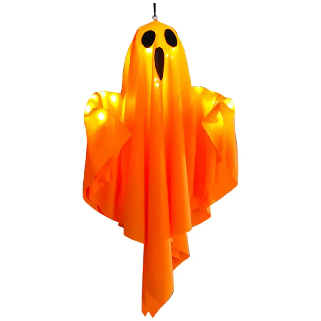 Halloween - svítící bílé duch - LED závěsná dekorace s světelnými řetězy
