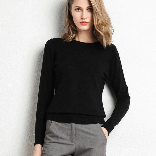 Pull en cachemire à encolure classique pour l'automne