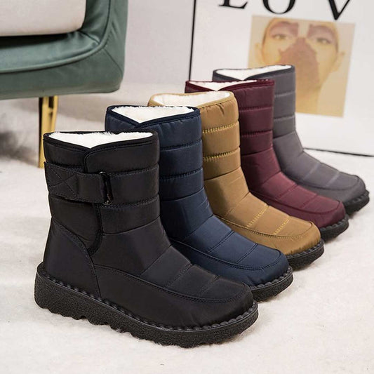Botas de neve impermeáveis e à prova de vento para mulheres - botas de inverno quentes para neve e chuva