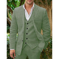Linen suit for men: blazer, vest and trousers