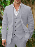 Linen suit for men: blazer, vest and trousers