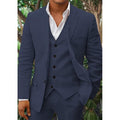 Linen suit for men: blazer, vest and trousers